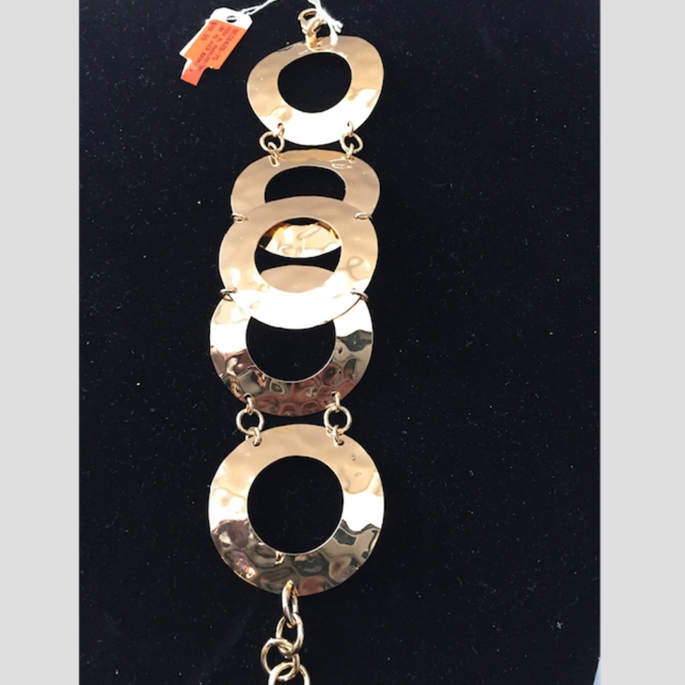 Italian Hammered Circles 18K Gold/Bronze Bracelet